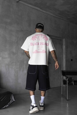 Black Island Printed Beyaz T-shirt 1870 - Thumbnail (3)