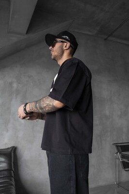 Black Island Printed Black T-shirt 1829 - Thumbnail (2)