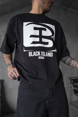 Black Island Printed Black T-shirt 1829 - Thumbnail (3)