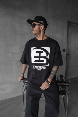 Black Island Printed Black T-shirt 1829 - Thumbnail (4)