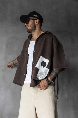 Black Island Printed Brown Shirts 17173 - Thumbnail (2)