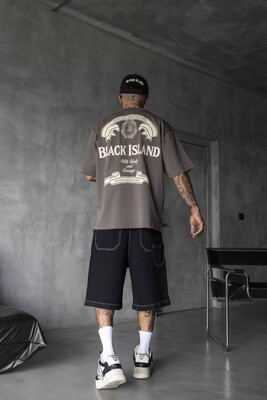 Black Island Printed Brown T-shirt 1870 - Thumbnail (3)