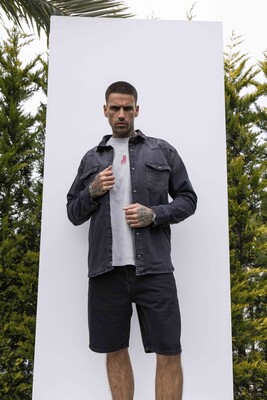 BLACK ISLAND PRINTED DENIM JACKET BLACK 17110 - Thumbnail (2)