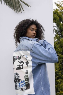 BLACK ISLAND PRINTED DENIM JACKET BLUE 17124 - Thumbnail (3)