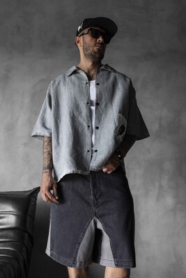 Black Island Printed Gray Shirts 17172 - Thumbnail (3)