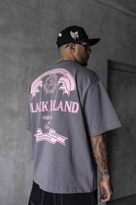 Black Island - Black Island Printed Gri T-shirt 1870 (1)