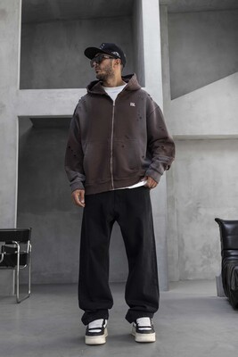 Black Island - Black Island Printed Oversized Brown Hoodie 1933