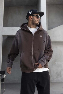 Black Island - Black Island Printed Oversized Brown Hoodie 1933 (1)