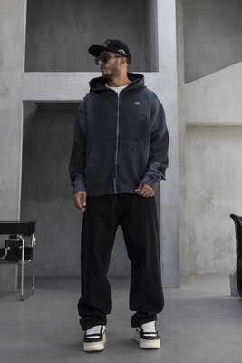 Black Island - Black Island Printed Oversized Brown Hoodie 1933_Kopya(1)