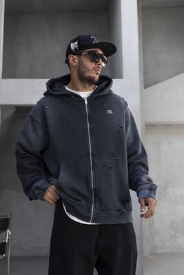 Black Island - Black Island Printed Oversized Brown Hoodie 1933_Kopya(1) (1)
