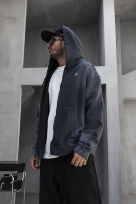 Black Island Printed Oversized Brown Hoodie 1933_Kopya(1) - Thumbnail (2)