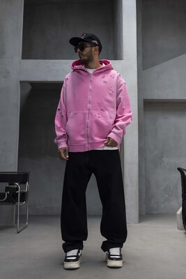 Black Island - Black Island Printed Oversized Pink Hoodie 1933