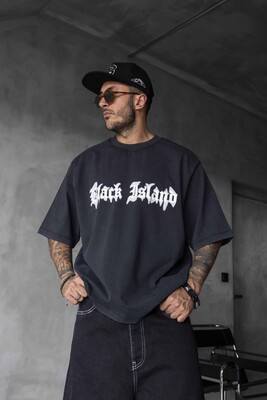 Black Island - BLACK ISLAND PRINTED WASHED T-SHIRT BLACK 1852 (1)