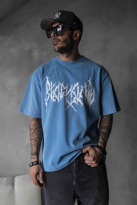 Black Island - BLACK ISLAND PRINTED WASHED T-SHIRT BLUE 1806 (1)