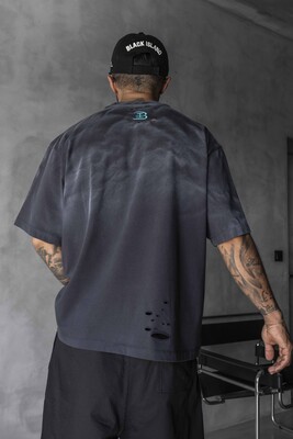 Black Island Printed Washed T-shirts Antra 1875 - Thumbnail (3)
