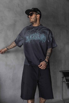 Black Island Printed Washed T-shirts Antra 1875 - Thumbnail (2)