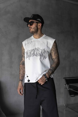 Black Island Printed White Singlet 1888 - Thumbnail (2)