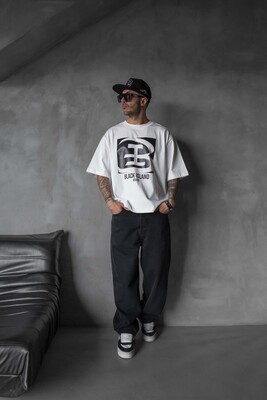 Black Island Printed White T-shirt 1829 - Thumbnail (4)