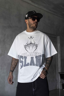 Black Island Printed White T-shirt 1890 - Thumbnail (2)