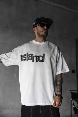 Black Island Printed White T-shirt 1898 - Thumbnail (3)