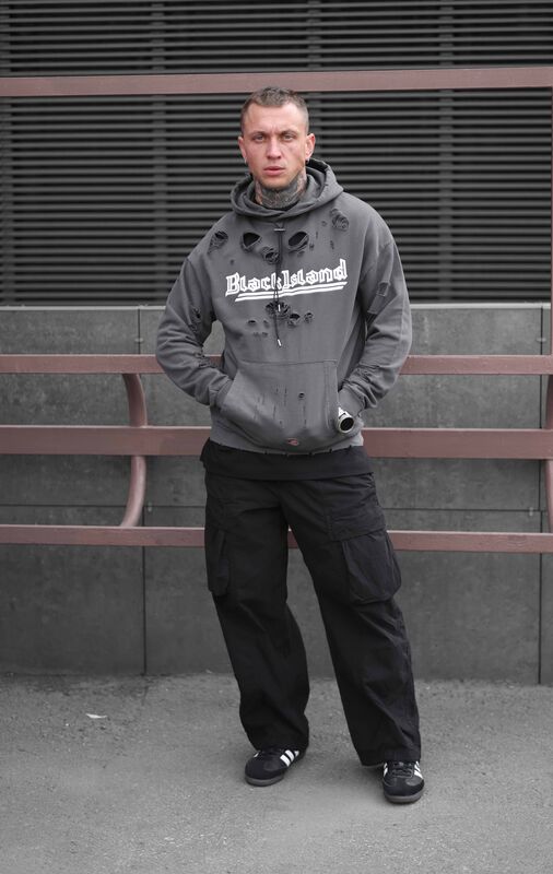 Black Island Ripped Anthracite Hoodie 1493 (3)