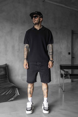 Black Island - BLACK POLO COLLAR KNITWEAR 2624