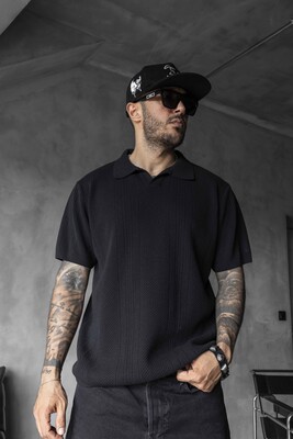 Black Island - BLACK POLO COLLAR KNITWEAR 2624 (1)