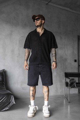 Black Island - BLACK POLO COLLAR KNITWEAR 2629