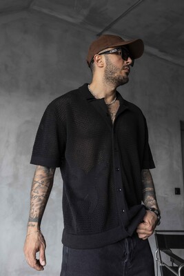 Black Island - BLACK POLO COLLAR KNITWEAR 2629 (1)