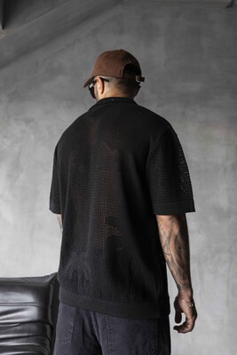 BLACK POLO COLLAR KNITWEAR 2629 - Thumbnail (3)