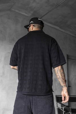 BLACK POLO COLLAR KNITWEAR 2632 - Thumbnail (2)