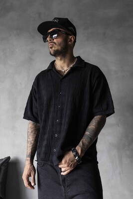 BLACK POLO COLLAR KNITWEAR 2632 - Thumbnail (3)