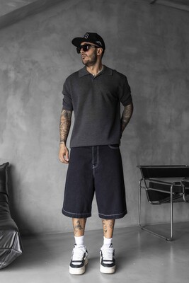 Black Island - BLACK POLO COLLAR KNITWEAR KRN1003