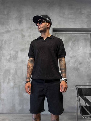 Black Island - BLACK POLO COLLAR KNITWEAR KRN1005 (1)