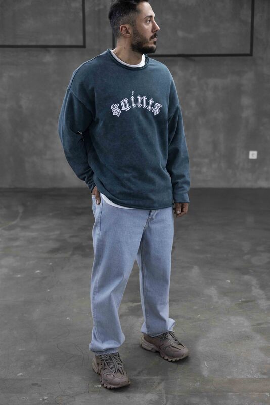 Black Island - Washed Green Saints Sweatshirt 1665 (1)