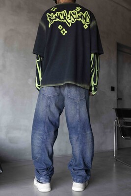 Blue Baggy Jeans 17278 - Thumbnail (3)
