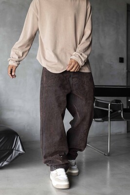 Brown Baggie Denim Jeans 17008 - Thumbnail (3)