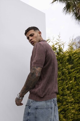 BROWN POLO COLLAR KNITWEAR KRN1004 - Thumbnail (3)
