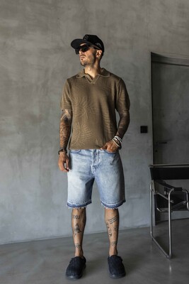 Black Island - BROWN POLO COLLAR KNITWEAR KRN1005