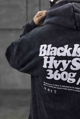 HvySweat Black Hoodie 1675 - Thumbnail