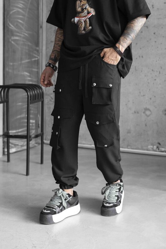 ☆BADBLOOD☆ Studded Jogger Trousers Easy Fit Black Core-Black-Front.jpg?crop=