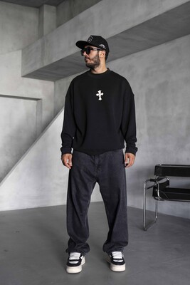 Black Island - Cross Printed Black Sweatshirts 1921