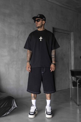 Black Island - Cross Printed Black T-shirt 1889