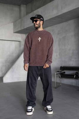 Black Island - Cross Printed Brown Sweatshirts 1921