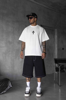 Black Island - Cross Printed White T-shirt 1889