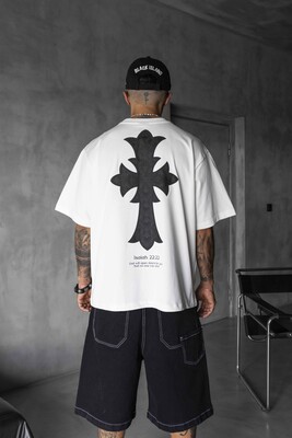 Black Island - Cross Printed White T-shirt 1889 (1)