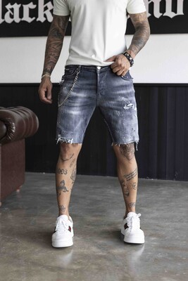 Black ripped capri shorts hotsell
