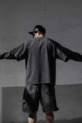 Double Layers Black Sweatshirt 1915 - Thumbnail (3)