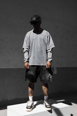 Black Island - Double Layers Gray Sweatshirt 1915