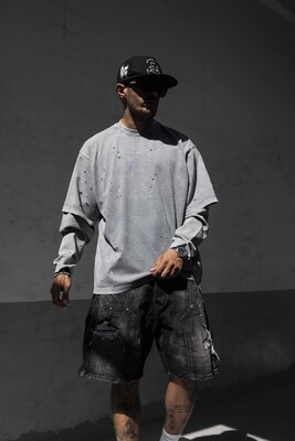 Black Island - Double Layers Gray Sweatshirt 1915 (1)